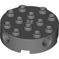 LEGO Dark Bluish Gray Brick, Round 4 x 4 with 4 Side Pin Holes and Center Axle Hole 6222 - 4211097