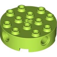 LEGO Lime Brick, Round 4 x 4 with 4 Side Pin Holes and Center Axle Hole 6222 - 6153744