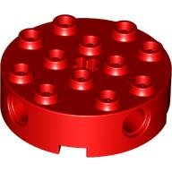 LEGO Red Brick, Round 4 x 4 with 4 Side Pin Holes and Center Axle Hole 6222 - 4141474