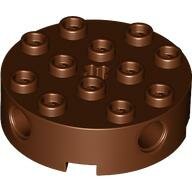 LEGO Reddish Brown Brick, Round 4 x 4 with 4 Side Pin Holes and Center Axle Hole 6222 - 6177805